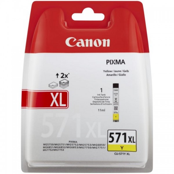 Cartouche Encre Canon 571XL Jaune, Originale, Neuve Sous Blister