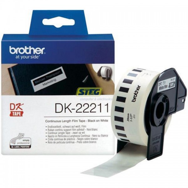 Rouleau d'étiquettes Thermique Noir / Blanc BROTHER 29mm - 15,00m pour  Imprimante Etiquette BROTHER DK22211 - UFP ONLINE