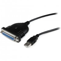 Cable USB Noir STARTECH Vers 1 Port Parallèle DB25 - 1 x Type A Mâle USB, Mâle USB - 1 x DB-25 Femelle Parallèle - 1,80m pour Im