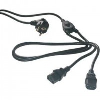 MCL Power Cable Black 2.0m Noir 2 m Bloc terminal à 2 broches Prise d'alimentation type F