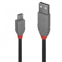 Lindy - C&acirc;ble USB 2.0 type A vers Micro-B, Anthra Line, 3m