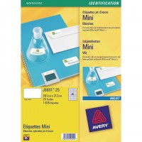 Avery J8651-25 étiquette à imprimer Blanc