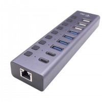 Hub I-tec 9 Ports USB, RJ45 et chargeur 60W  Gris