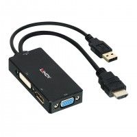 Lindy - Convertisseur HDMI vers DisplayPort, DVI et VGA - 0.15m