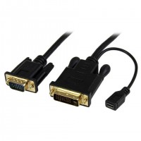 StarTech.com DVI2VGAMM10 câble vidéo et adaptateur VGA (D-Sub) DVI-D + USB Noir