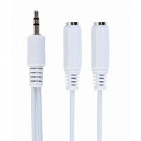 Gembird 10cm, 3.5mm/2x3.5mm, M/F câble audio 0,1 m 3,5mm Blanc