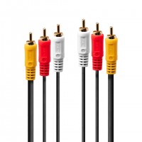 Lindy 35692 câble audio 3 m 3 x RCA Noir, Rouge, Blanc, Jaune