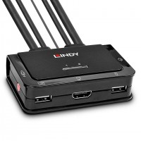 Lindy - Switch KVM 2 ports HDMI 4K30, USB 2.0 & audio, c&acirc;bles int&eacute;gr&eacute;s