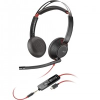 POLY Blackwire C5220 USB-C Headset +Inline Cable Avec fil Arceau Bureau/Centre d'appels USB Type-C Noir