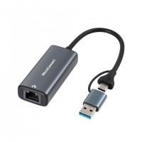 Microconnect MC-USBACNET2.5G changeur de genre de c&acirc;ble USB C RJ-45 Noir