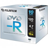 Fujifilm DVD-R 4,7Gb jewelcase 16x 10-pack, 120 mm, 10 pièce(s), 4,7 Go
