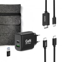 4-EN-1 PACK DE D&Eacute;MARRAGE Chargeur pour ordinateur portable 65W + c&acirc;ble USB-C + c&acirc;ble USB-C vers vid&eacute;o + adaptateur USB-A vers US