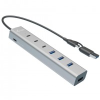 i-tec CAHUBMETAL7 hub & concentrateur USB 3.2 Gen 1 (3.1 Gen 1) Type-A + Type-C 5 Mbit/s Gris